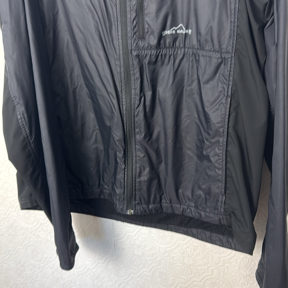 Eddie Bauer Men’s Black Full Zip Windbreaker Jacket Size‎ XL Tall Nylon - Picture 5 of 7